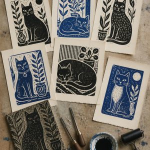 Cat Lino Print Tee