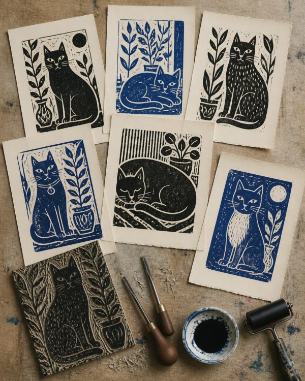 Cat Lino Print Tee
